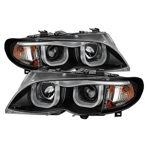 ( Spyder ) Bmw E46 3-Series 02-05 4Dr Projector Headlights 1Pc-3D Halo-Black-Hig Fits select: 2002-2005 BMW 325, 2002-2005 BMW 330