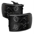 thumbnail image 1 of Spyder Chevy Silverado 1500 07-13 2500HD/3500HD 07-14 Projector Headlights - CCFL Halo - LED ( Replaceable LEDs ) - Black Smoke - High H1 (Included) Fits select: 2007-2014 CHEVROLET SILVERADO, 1 of 6