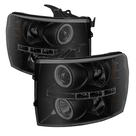 Spyder Chevy Silverado 1500 07-13 2500HD/3500HD 07-14 Projector Headlights - CCFL Halo - LED ( Replaceable LEDs ) - Black Smoke - High H1 (Included) Fits select: 2007-2014 CHEVROLET SILVERADO