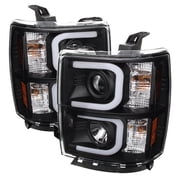 Spyder Chevy Silverado 1500 14-15 Projector Headlights - Light Bar DRL - Black - High H1 Included - Low H7 Included
