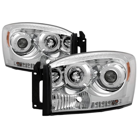 Spyder Dodge Ram 1500 06-08 / Ram 2500/3500 06-09 Projector Headlights - LED Halo - LED ( Replaceable LEDs ) - Chrome - High H1 (Included) - Low H1 (