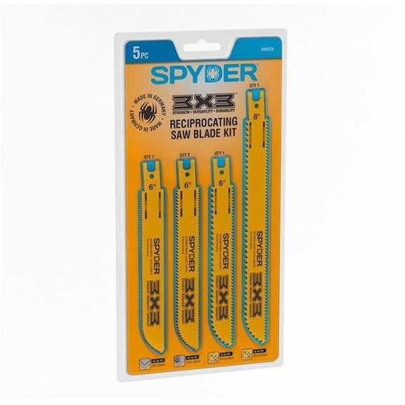 Spyder Genuine 3X3 Reciprocating Saw Blade 5PC Kit - 200228