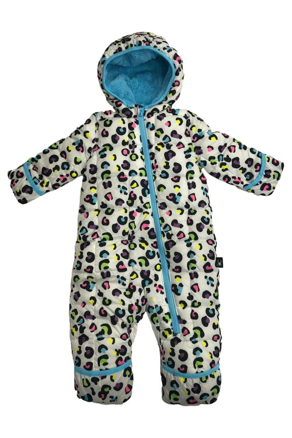 Infant Girls Colorful Leopard Print Hoodie Snowsuit Pram Snow Suit 18m