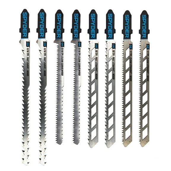 Spyder Skeleton 8-Piece Double-Sided And Skeleton T-Shank High-Carbon Steel Jig Saw Blade Set 300037