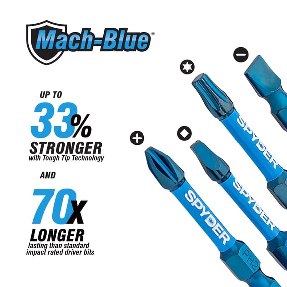 Spyder Mach-Blue 2-Inch 8-Point Wood Screw Impact Bit (3-Pack) 19633