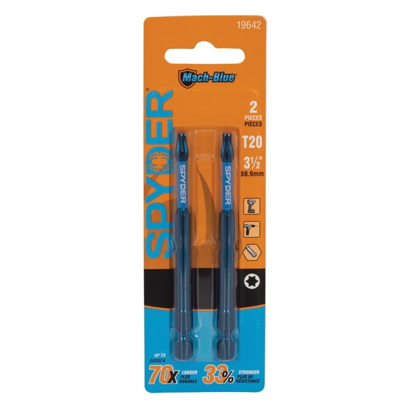 Spyder Mach-Blue T20 x 3-1/2-Inch Mach-Blue Driver Bit (2-Pack) 19642