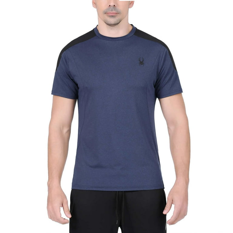 Spyder Active Men's Performance Quarter Zip Long Sleeve Shirt (Blue  Heather, Large)