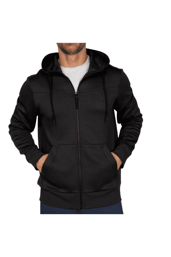 Men's Full Zip Stretch Hoodie Jacket, Black, Small