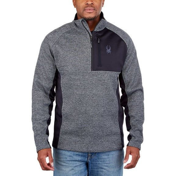 Spyder Men's Half Zip Sweater (Gray/Black, Medium)