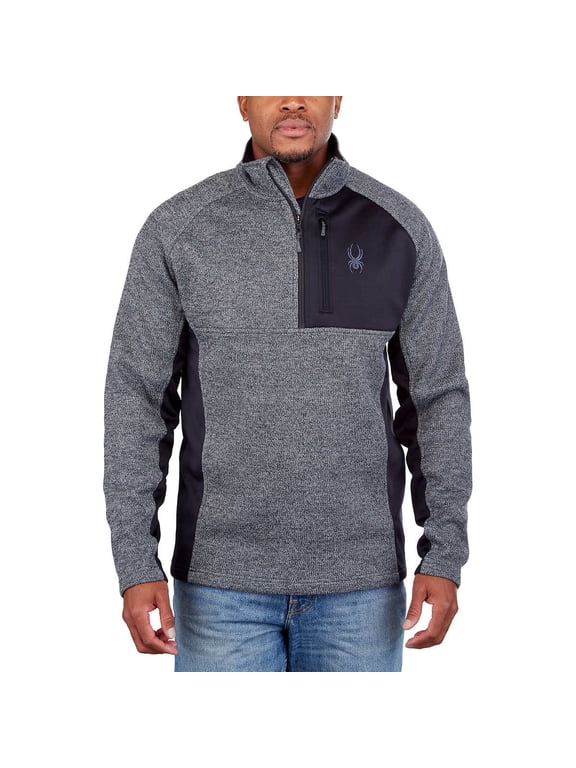 Men's Half Zip Sweater (Gray/Black, Medium)