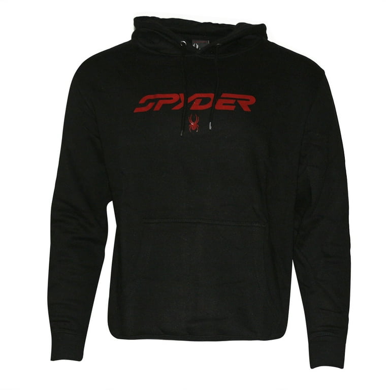 Spyder Men's Hoodie Signature Logo Drawstring Fleece Lined Hooded  Sweatshirt, Black/Red, S 