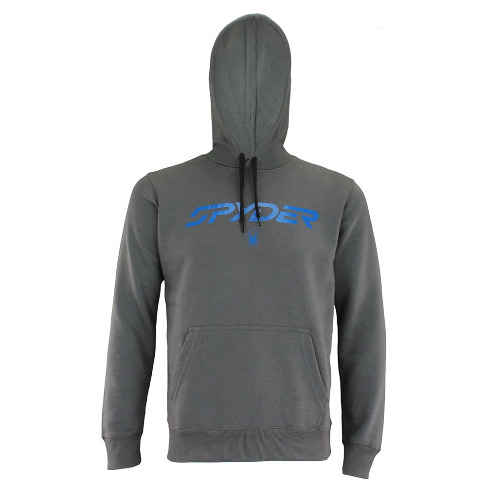 Spyder Men's Hoodie Signature Logo Drawstring Fleece Lined Hooded  Sweatshirt, Dark Gray/Blue, M 