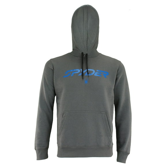 Spyder Men's Hoodie Signature Logo Drawstring Fleece Lined Hooded Sweatshirt, Dark Gray/Blue, M