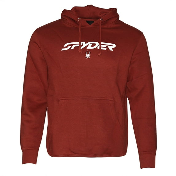 Spyder Men's Hoodie Signature Logo Drawstring Fleece Lined Hooded Sweatshirt, Red/White, S