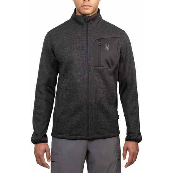 Spyder Men's Relaxed Fit Full Zip Jacket (US, Alpha, Small, Regular, Regular, Black)