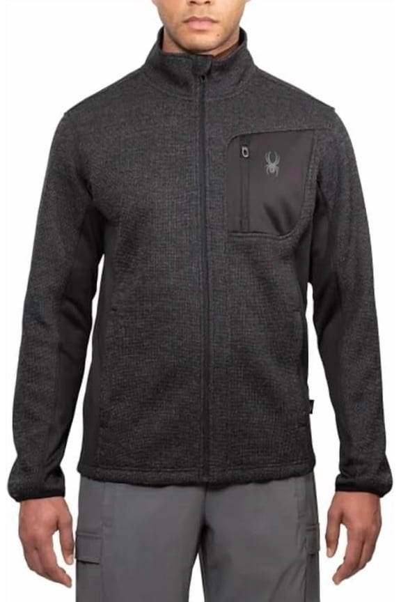 Men's Relaxed Fit Full Zip Jacket (Medium, Black)