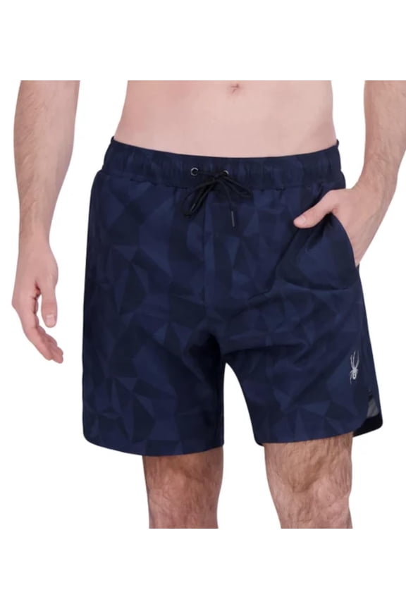 Men's UPF 30+ Breathable Comfort Stretch Swim Short (US, Alpha, Small, Regular, Regular, Dark Blue)