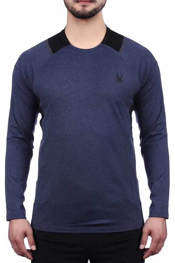 Spyder Mens Active Midweight Long Sleeve Baselayer Shirt Tee T-Shirt (Dust Navy Heather, X-Large)