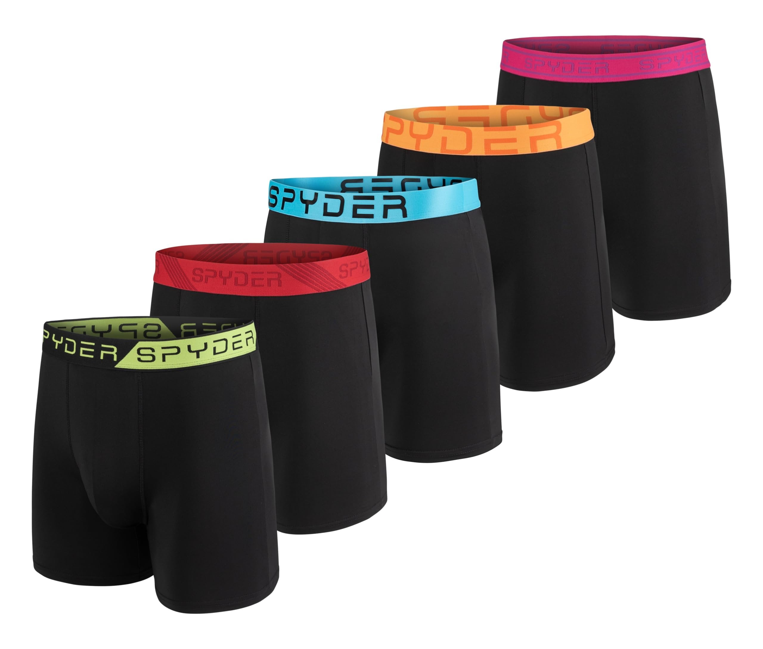 Spyder Mens Boxer Briefs 5 Pack Poly Spandex Performance Boxer