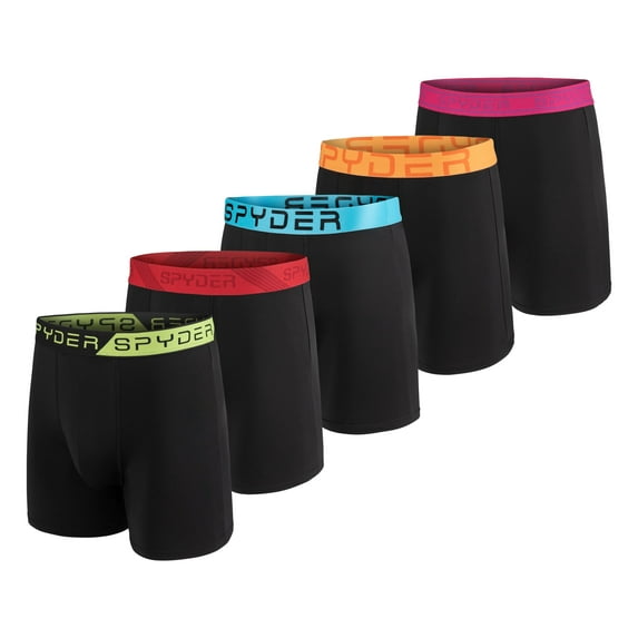 Spyder Mens Boxer Briefs 5 Pack Poly Spandex Performance Boxer Briefs Underwear (Black/Black/Black/Black/Black, XX-Large)