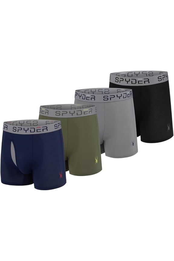 Spyder Mens Boxer Briefs Performance Nylon Mesh Sports Underwear With Fly Front