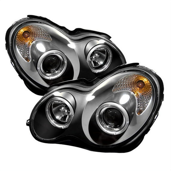 Spyder Mercedes Benz C-Class 01-05 4 Dr Only Projector Headlights - Halogen Model Only ( Not Compatible With Xenon/HID Model ) - LED Halo - Black - H Fits select: 2001-2005 MERCEDES-BENZ C