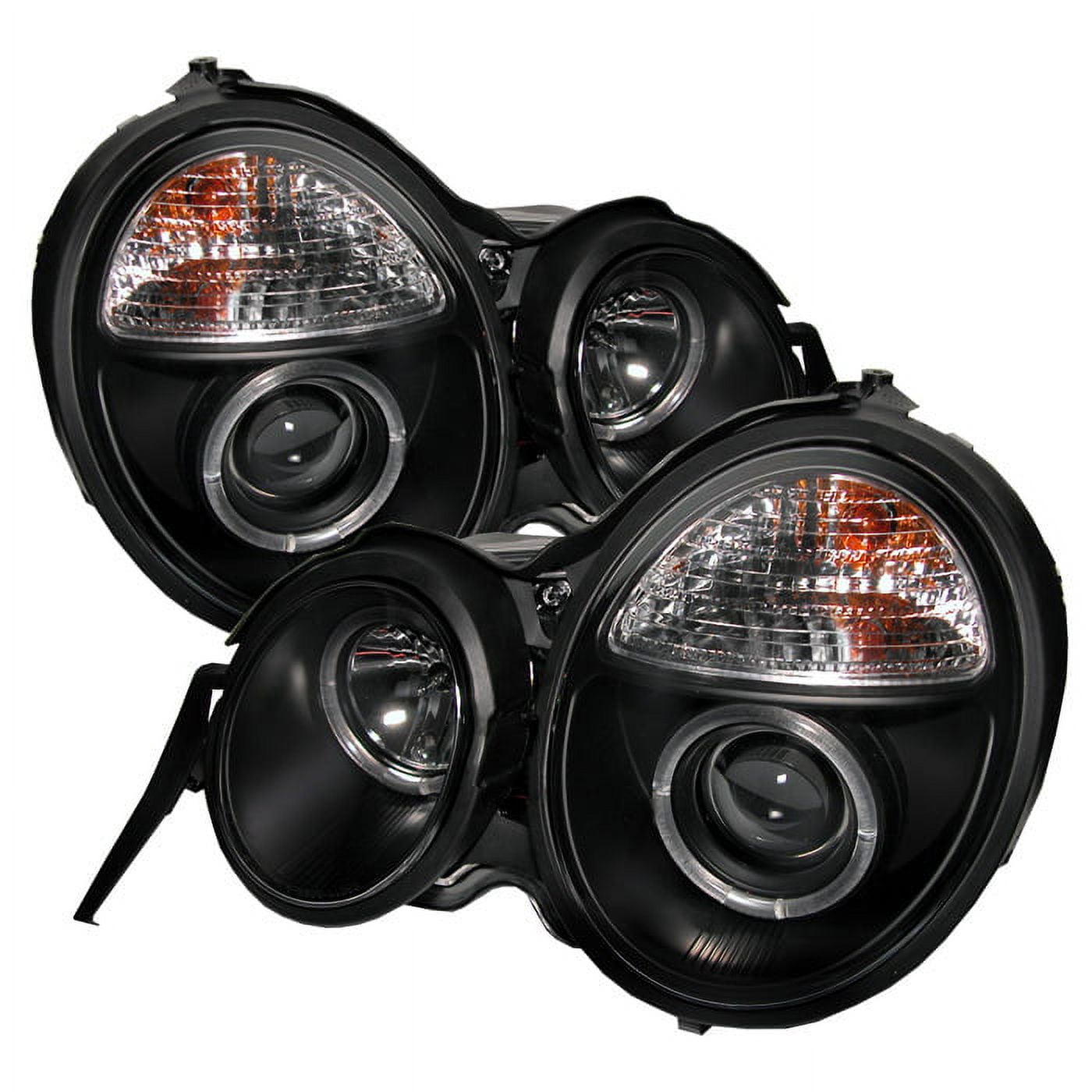 Spyder Mercedes Benz E-Class 95-99 Projector Headlights - LED Halo - Black - High H1 (Included) - Low H7 (Included)