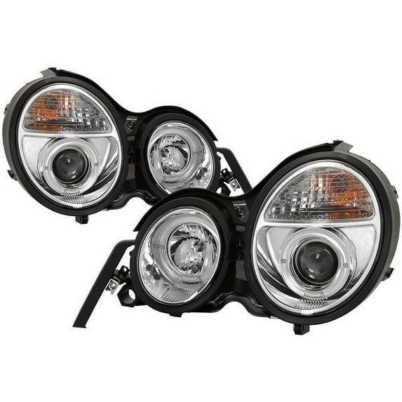 Spyder Mercedes Benz E-Class 95-99 Projector Headlights - LED Halo - Chrome - High H1 (Included) - Low H7 (Included) Fits select: 1995-1999 MERCEDES-BENZ E
