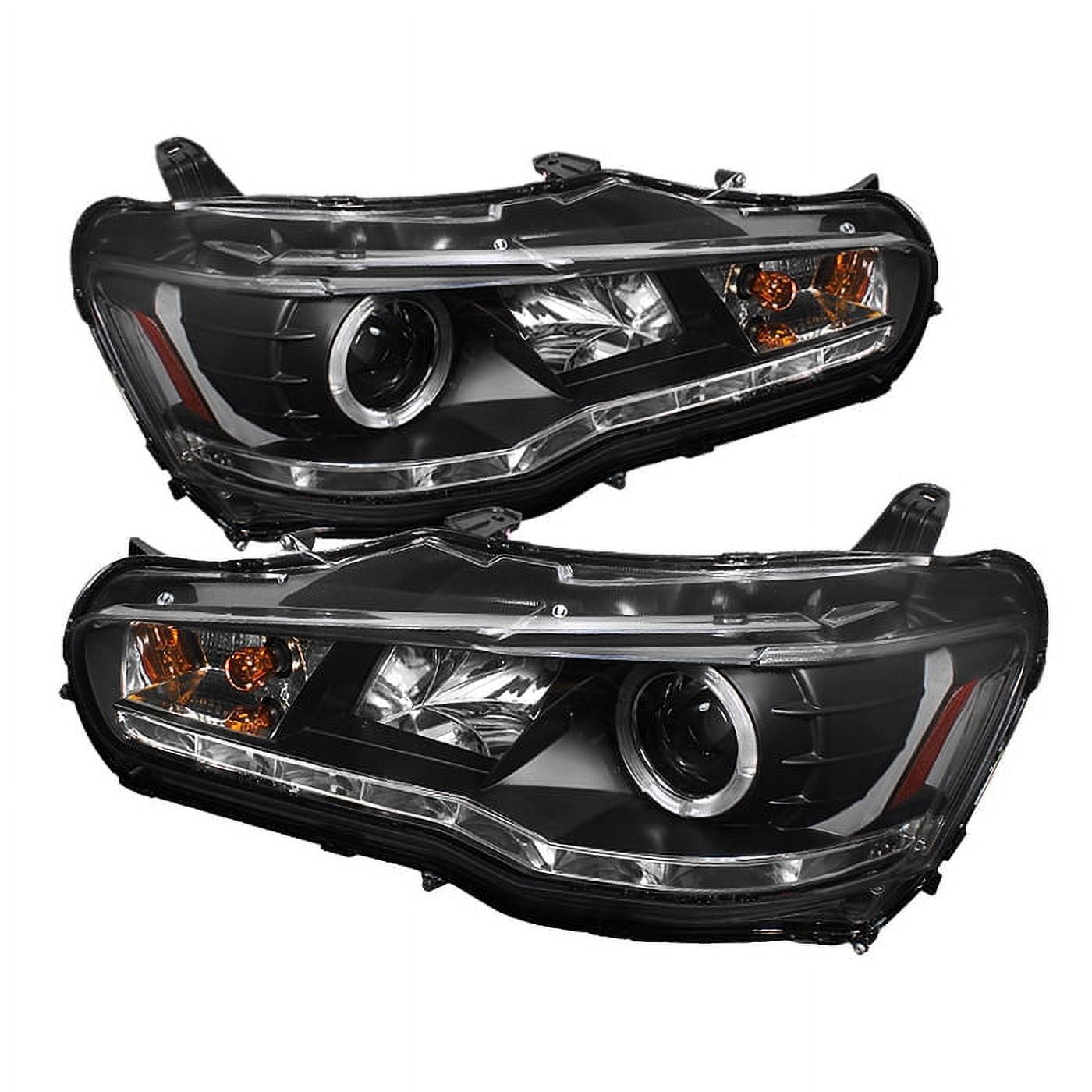 Spyder Mitsubishi Lancer / EVO-10 08-14 Projector Headlights - Halogen  Model Only ( Not Compatible With Xenon/HID Model ) - LED Halo - DRL - Black  -