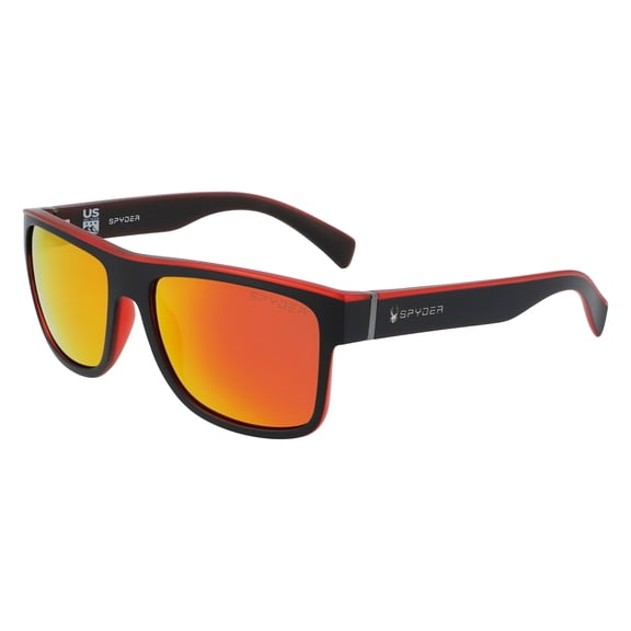Spyder Polarized Men's Black Diamond Square Sport Sunglasses with Mirrored Lens- SP6014-001