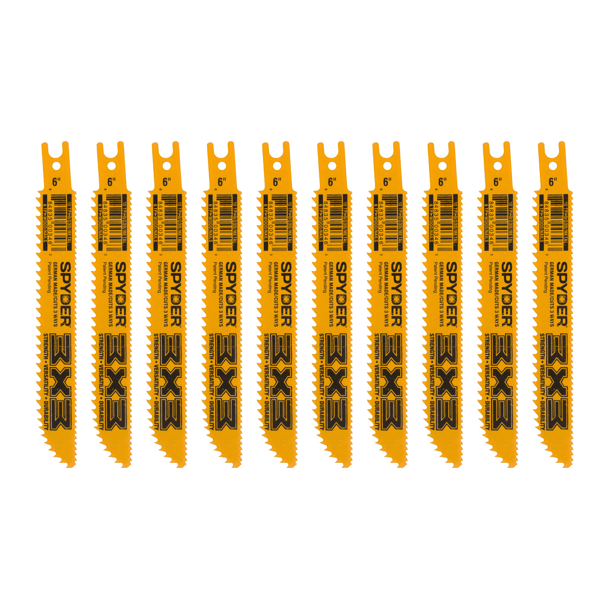 Spyder 3X3™ Double-Sided 6-Inch 6/10-TPI Double-Edged Reciprocating Saw Blade (10-Pack) 200199