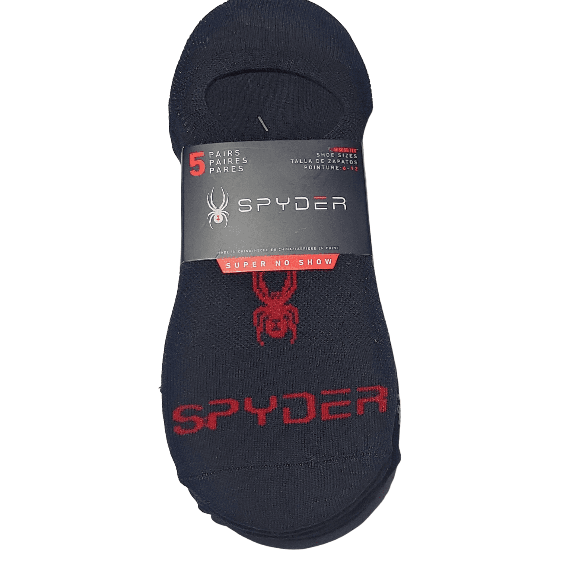 Spyder Socks Mens 612 Black No Show Ankle Invisible Liner No Slip Boat
