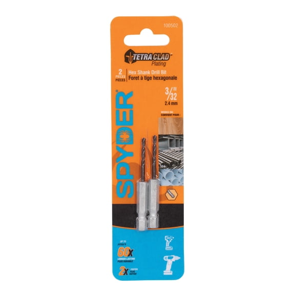 Spyder TetraClad 3/32-Inch Hex Shank Drill Bit (2-Pack) 100502