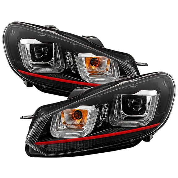 Spyder Volkswagen Golf / GTI 10-13 Version 3 Projector Headlights - Halogen Model Only ( Not Compatible With Xenon/HID Model ) - Dual U DRL - Black