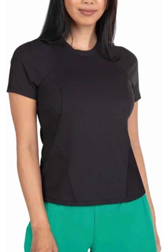 Women's Ribbed Short Sleeve Tee (Black - X-Large)