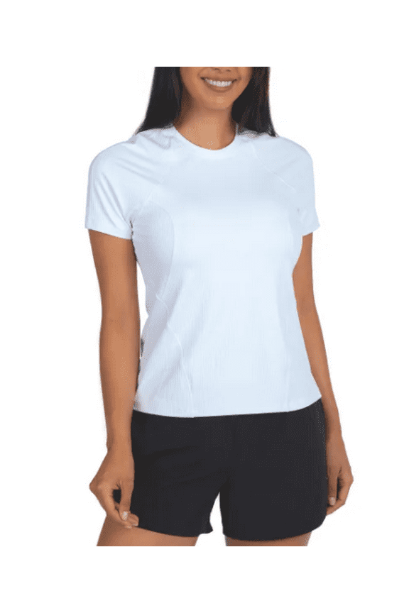 Women's Ribbed Short Sleeve Tee Large White