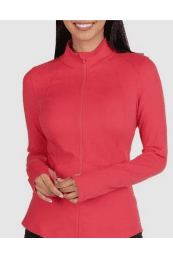 Women's Stretch Long Sleeve Zip Up Yoga Jacket, Pink Medium