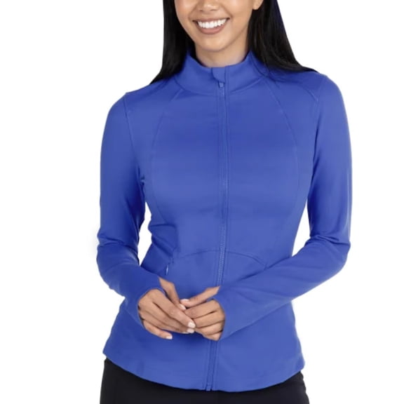 Spyder Women's Stretch Long Sleeve Zip Up Yoga Jacket with Thumb Holes (US, Alpha, XX-Large, Regular, Regular, Blue)
