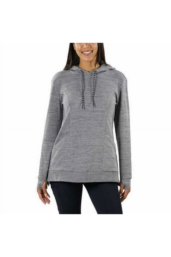 Womens Hoodie Tunic Length Dark Gray Size Small