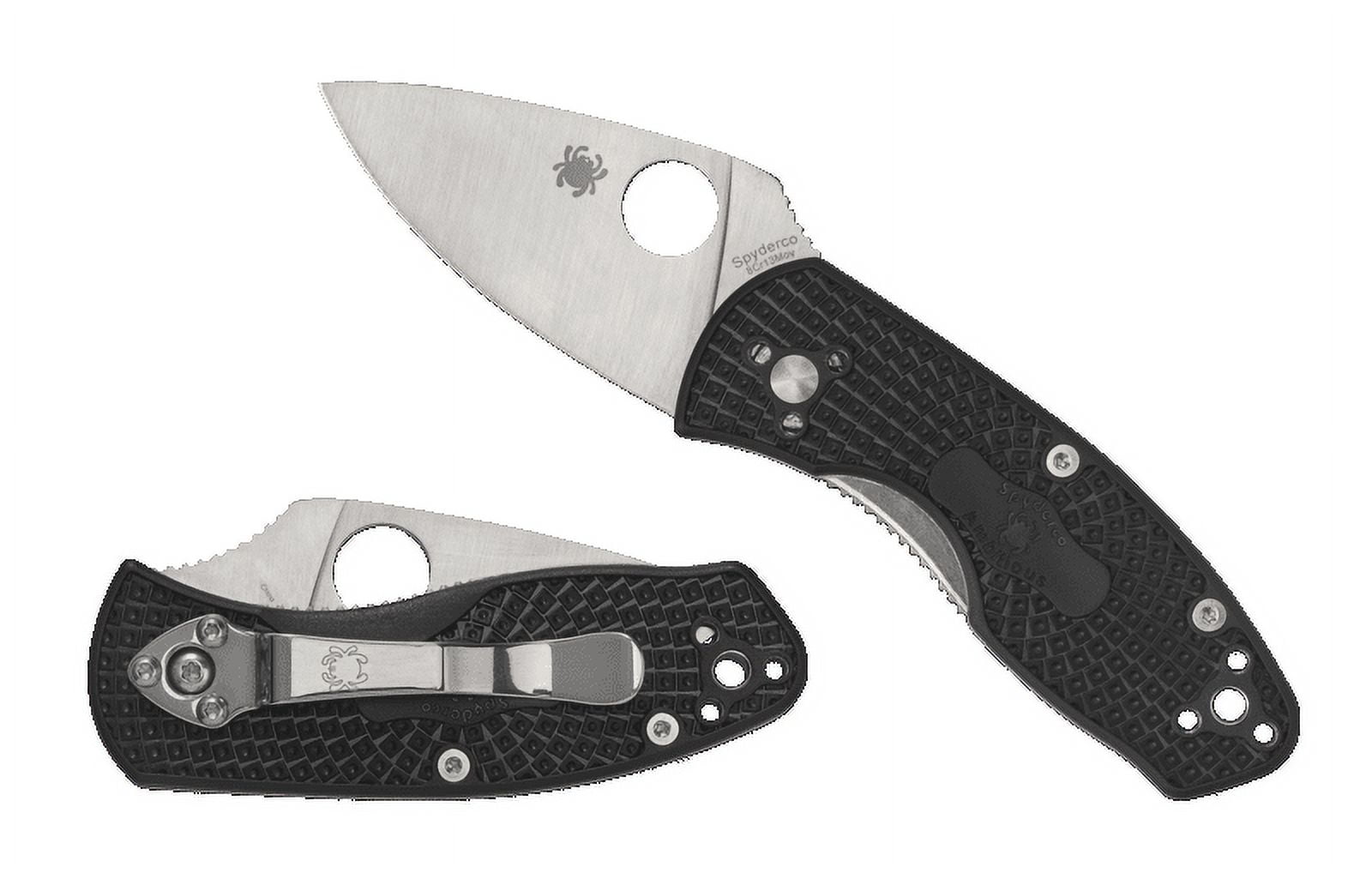 Spyderco Ambitious Lightweight Folding Knives, 2.43in, 8Cr13MoV, Plain Blade, Bl