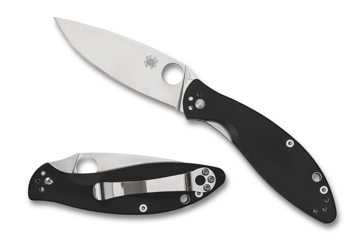 Spyderco Knives Spyderco Astute Folding Knife Black G10 3.02in Satin Plain Blade SPC252GP