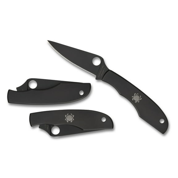 Spyderco Blackened Stainless Steel Grasshopper Slipjoint Pocket Knife Knives