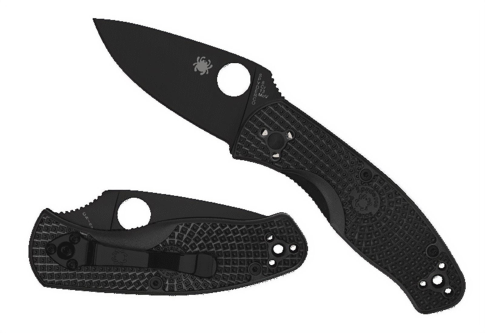 Spyderco C136PBBK Black Plain Edge Clip Point Stainless Steel Folding Knife