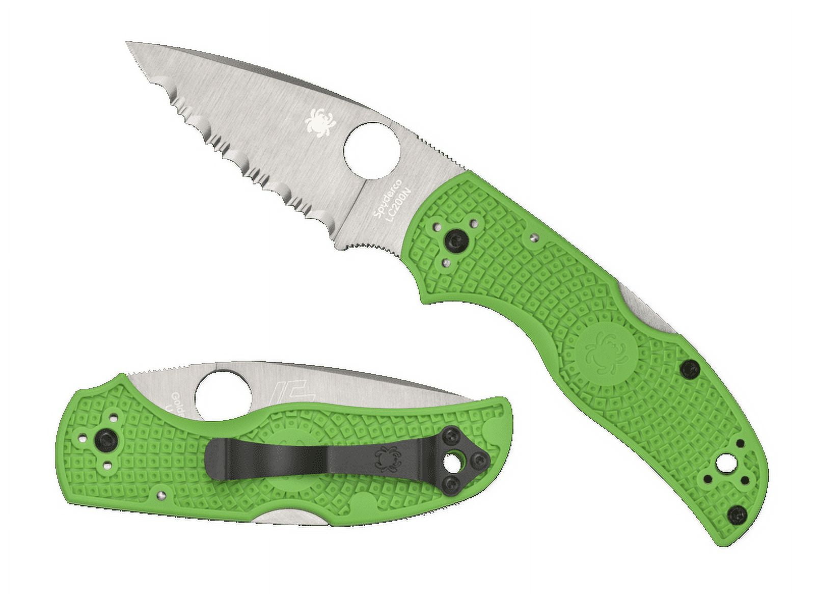 Spyderco C41SGR5 Native 5 Salt 2.95" Serrated LC200N Blade Green Folding Knife