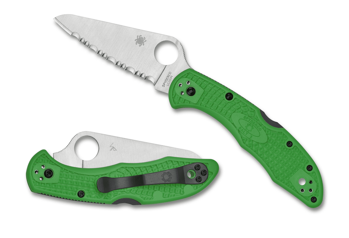 Spyderco Knives Spyderco Salt 2 Lightweight Folding Knife Serrated Green SPC88FSGR2