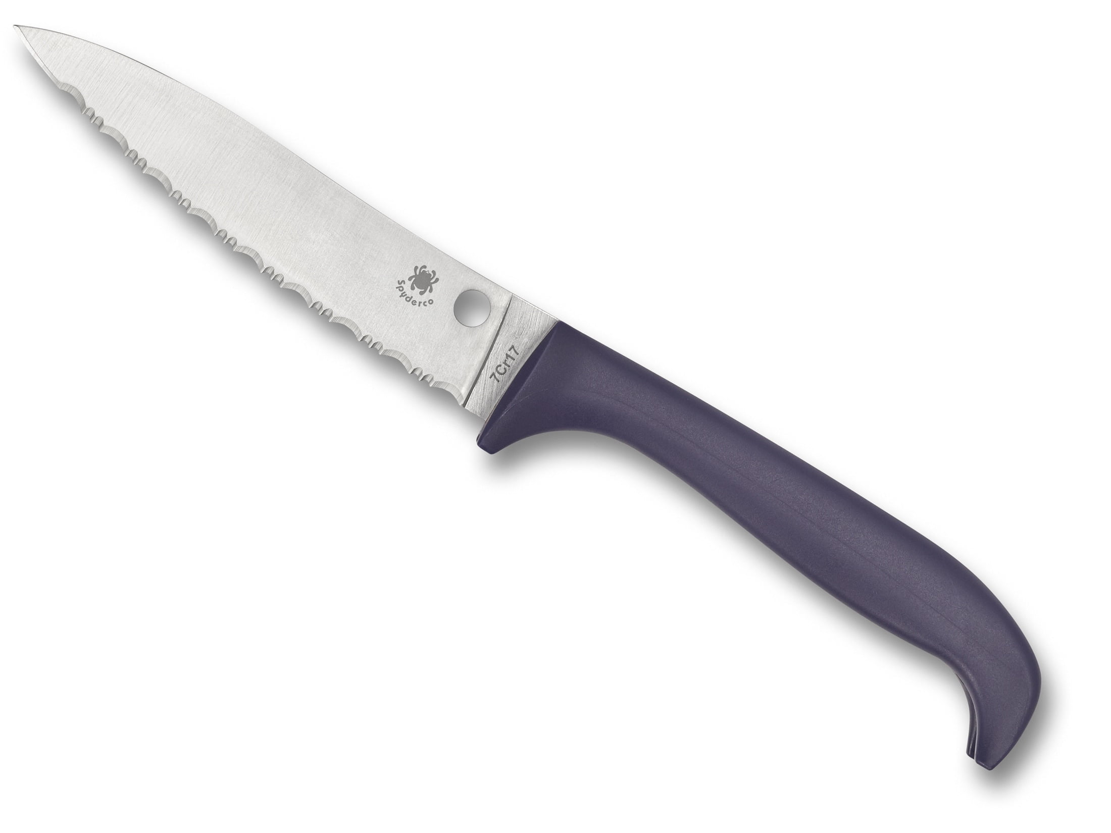 Spyderco Counter Puppy Kitchen Cutlery Purple Synthetic Serrated Stainless Steel Knife Knives