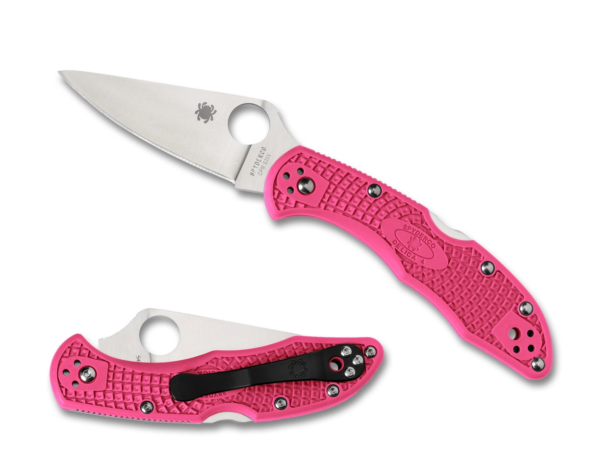 Spyderco Knives Spyderco Delica 4 Folding Knife Pink FRN 2.9in Satin Plain Blade SPC11FPPNS30
