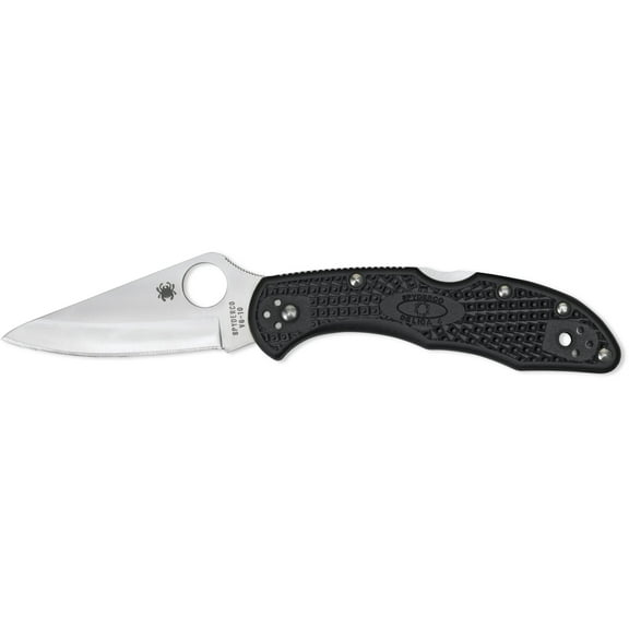Spyderco Delica 4 Folding Knife 2-7/8" VG10 Satin Plain Blade, Black FRN Handles, Lockback - C11PBK