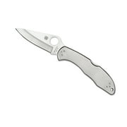 Spyderco Delica 4 Folding Knife 2-7/8" VG10 Satin Plain Blade, Stainless Steel Handles - C11P