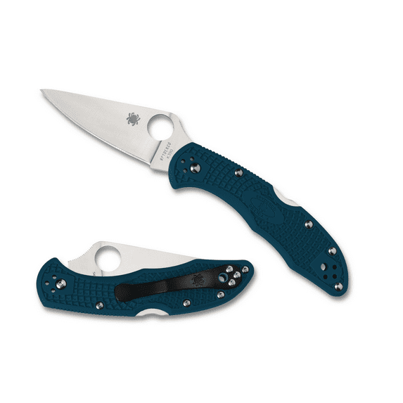 Spyderco Delica 4 Folding Knife, 2.9 in, K390 Steel, Leaf Blade, FRN Handle, Blu